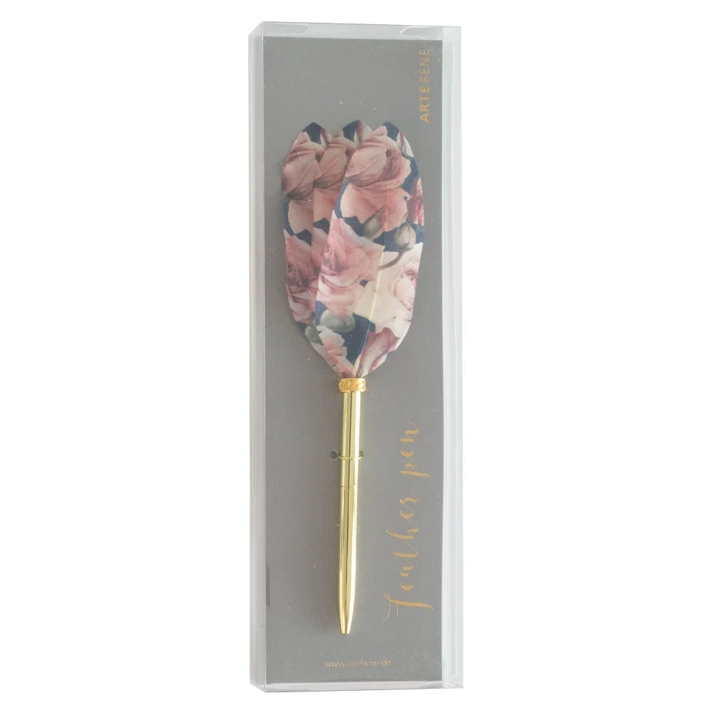 Caneta com Pena Padrão Rosas - Image 4
