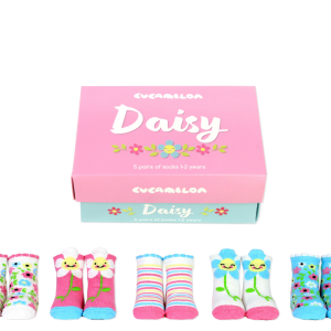 Meias para Bebé Flor Daisy – Conjunto 5 Pares com Caixa Presente